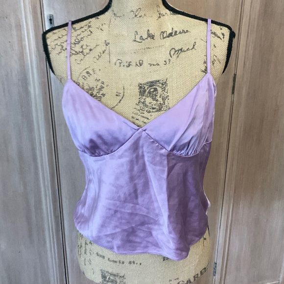 Express Camisole Small stretch Silk Purple Cami Tank Vintage y2k Straps 90s sexy - Picture 1 of 13